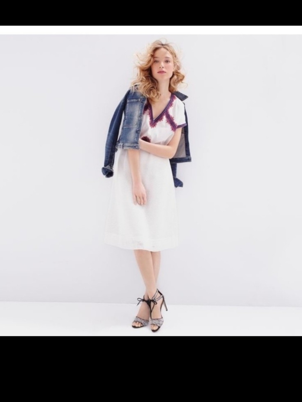 J. Crew White Embroidered Top